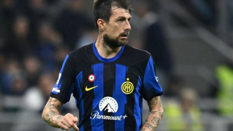Francesco Acerbi, difensore dell'Inter al recupero dopo l'infortunio all'inguine