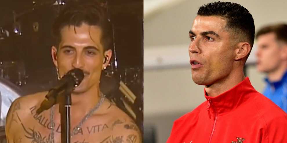 damiano dei maneskin imita cristiano ronaldo